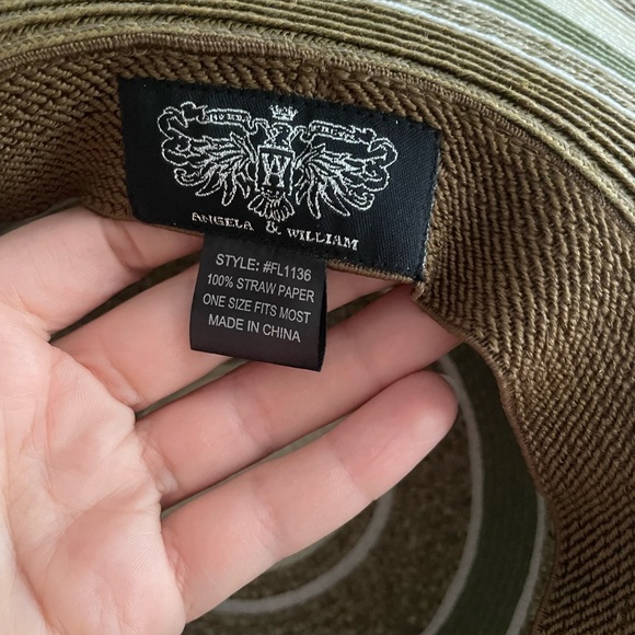 Striped Paper Straw Wide Brim Floppy Hat Angela & William - Picture 5 of 7